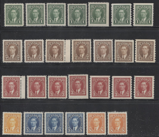 Canada #231/240 1937-1942 Mufti Issue - Specialized Group of 27 Low Value Stamps From the Set Brixton Chrome 