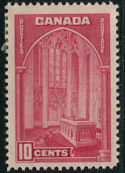 Canada #241a (SG#363) 10c Rose Carmine Memorial Chamber 1938-42 Mufti Issue - F-70 OG Brixton Chrome 