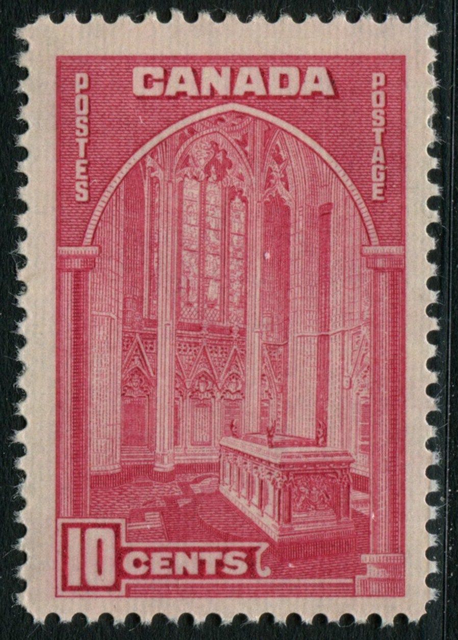 Canada #241a (SG#363) 10c Rose Carmine Memorial Chamber 1938-42 Mufti Issue - F-70 OG Brixton Chrome 