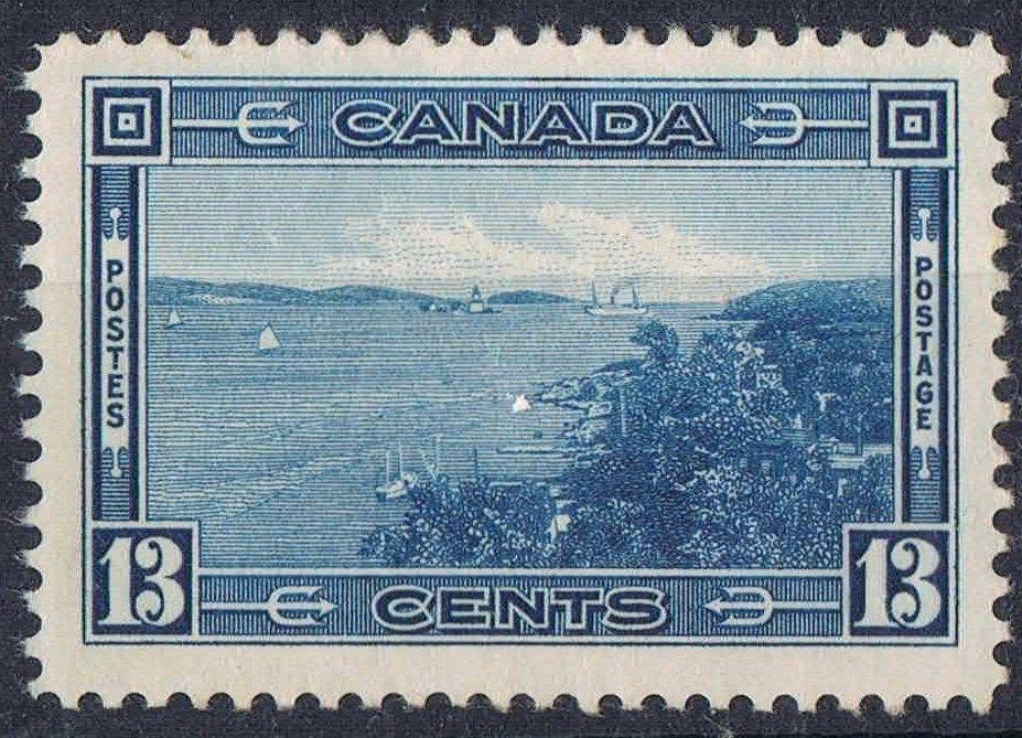 Canada #242 (SG#364) 13c Deep Blue Halifax Harbour 1938-1942 Mufti Issue Issue - VF-80 LH Brixton Chrome 