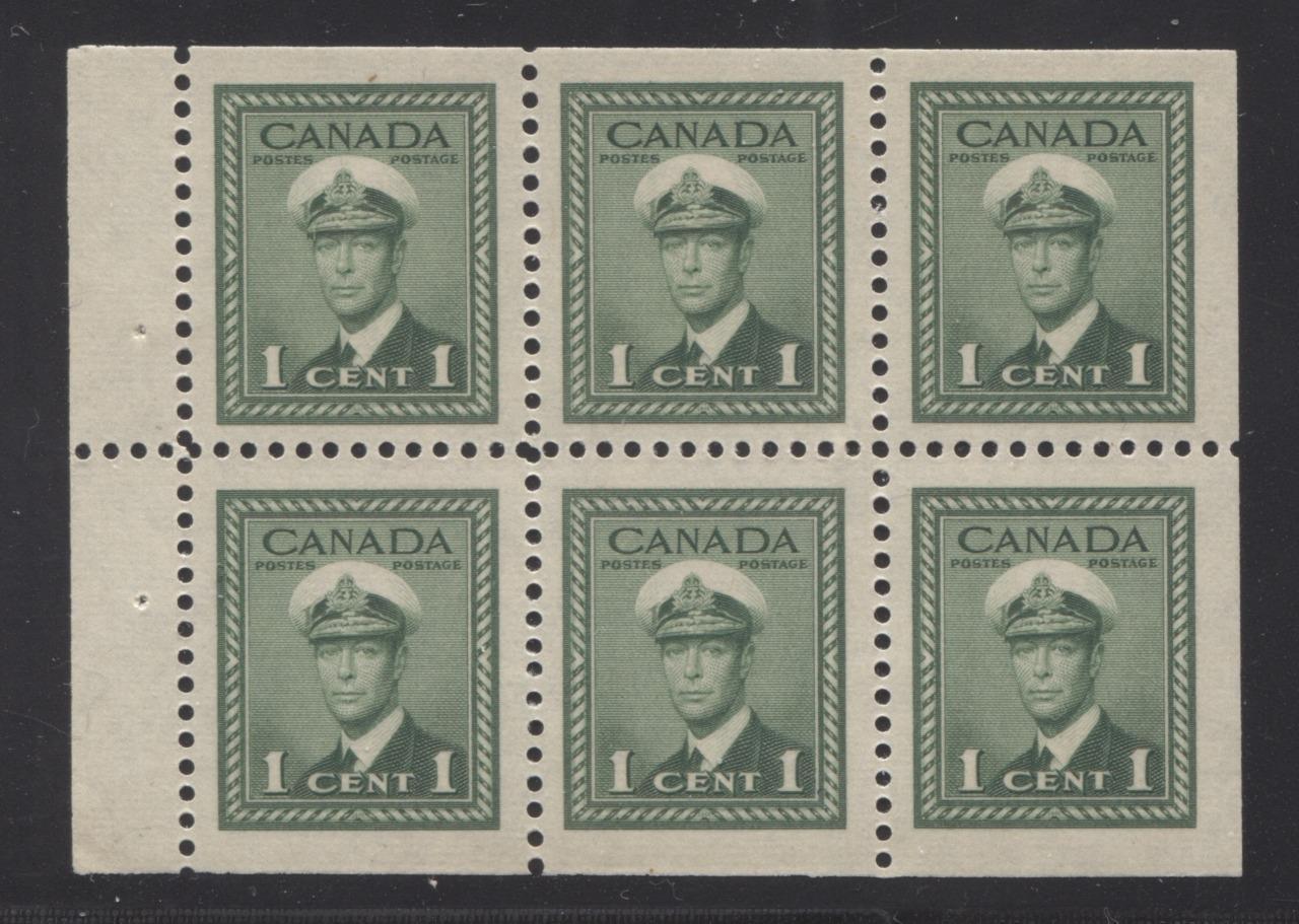 Canada #249b (SG#375b) 1c Green King George VI 1942-49 War Issue Booklet Pane of 6 VF-80 NH Brixton Chrome 
