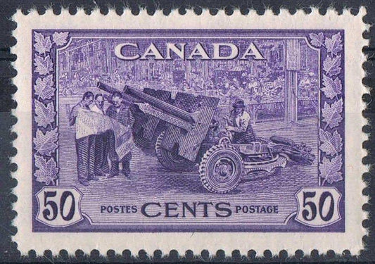 Canada #261 (SG#387) 50c Deep Dull Violet Munitions 1942-46 War Issue - VF-80 LH Brixton Chrome 
