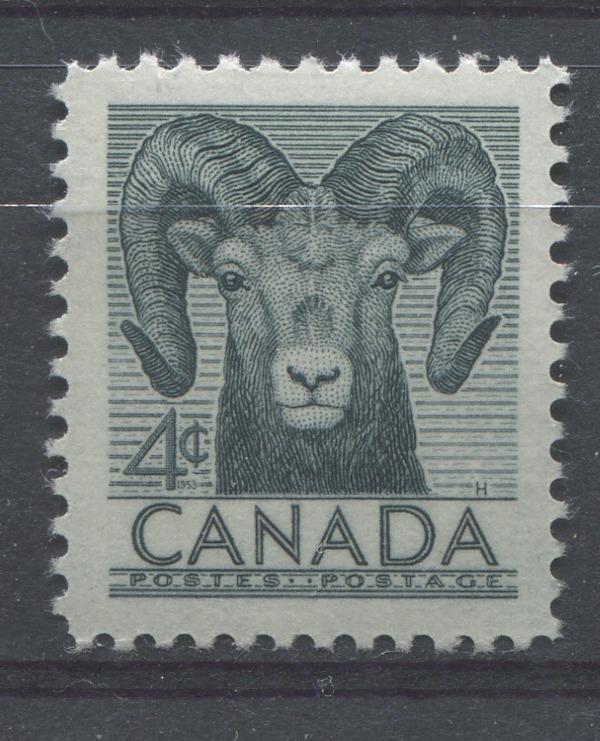 Canada #324 (SG#449) 4c Slate Bighorn Sheep 1953 Wildlife Week Issue VF 75/80 NH Brixton Chrome 