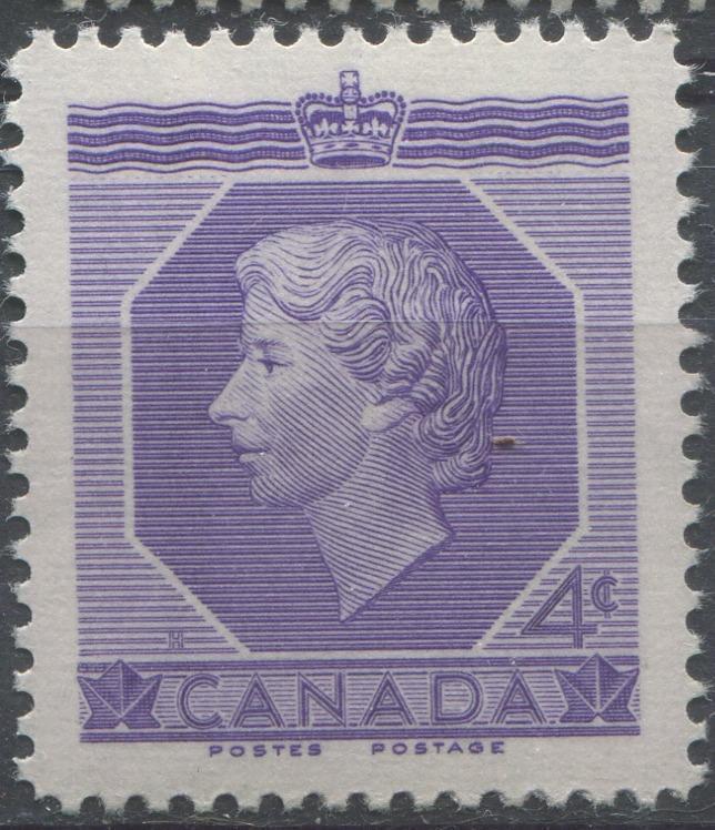 Canada #330 (SG#461) 4c Violet Queen Elizabeth II 1953 Coronation Issue VF 84 NH Brixton Chrome 