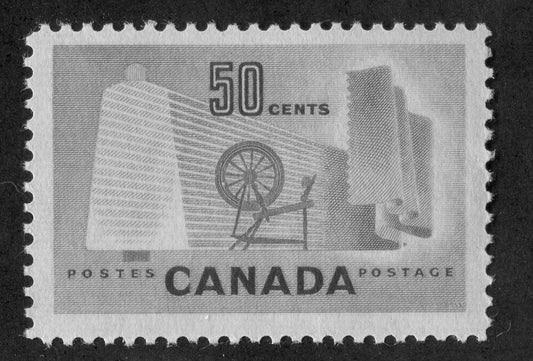 Canada #334 (SG#462) 50c Pale Green Textiles 1953 Karsh Issue DF Paper Type D VF-75 NH Brixton Chrome 