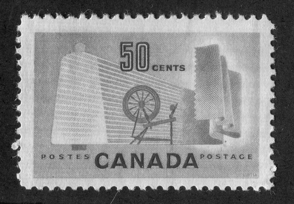 Canada #334 (SG#462) 50c Pale Green Textiles 1953 Karsh Issue DF Paper Type J F-73 NH Brixton Chrome 