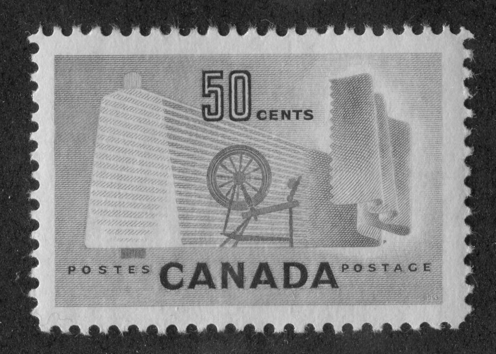 Canada #334 (SG#462) 50c Pale Green Textiles 1953 Karsh Issue DF Paper Type K VF-80 NH Brixton Chrome 