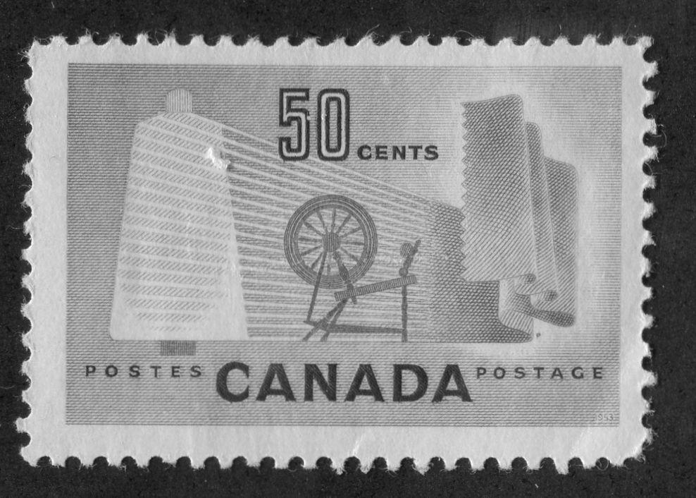 Canada #334ii (SG#462var) 50c Pale Green Textiles 1953 Karsh Issue High Fluorescent Paper - VG-55 NH Brixton Chrome 