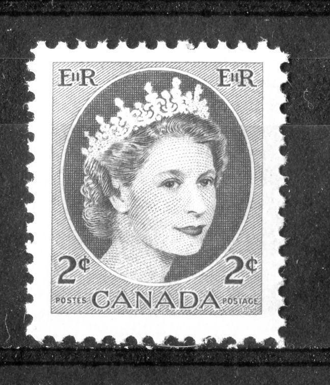 Canada #338p (SG#464p) 2c Green 1954 Wilding Issue W2B DF Greyish Ribbed Paper VF-80 NH Brixton Chrome 