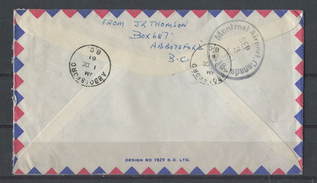 Canada #343/394 (SG#474/520) 1954 Wilding Issue & 1961 Columbo Plan on Airmail to Prague XF-85 Brixton Chrome 