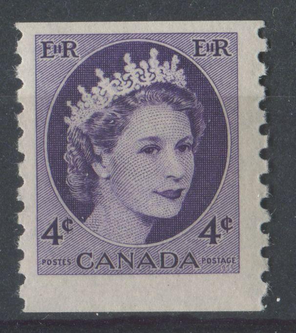 Canada #347 (SG#470) 4c Deep Dull Violet Wilding Issue Coil DF Ivory Smooth Paper F-70 NH Brixton Chrome 