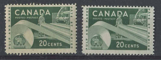 Canada #362 (SG#488) 20c Dark Green Paper Ind. Wilding Issue 2 Different Rib Pprs F-70 NH Brixton Chrome 