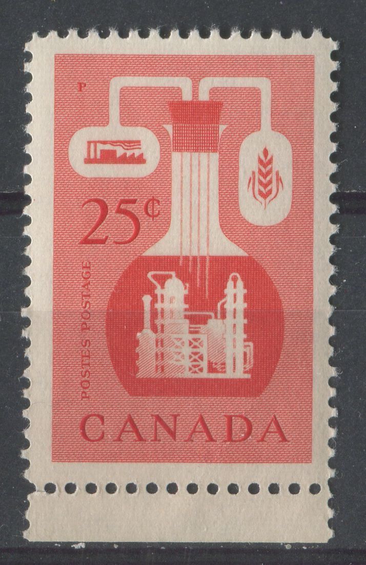 Canada #363 (SG#489) 25c Vermilion Chemical Industry 1956-1967 Wilding Issue DF GW Ribbed Paper VF-75 NH Brixton Chrome 