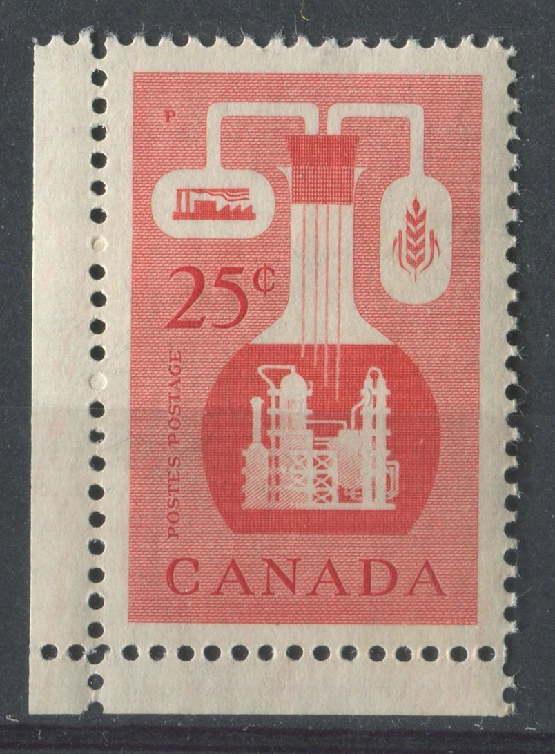 Canada #363 (SG#489) 25c Vermilion Chemical Industry 1956-1967 Wilding Issue DF GW Smooth Paper VF-84 NH Brixton Chrome 