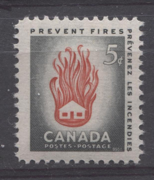 Canada #364 (SG#490) 5c Grey and Red House On Fire, 1956 Fire Prevention Week VF 75/80 NH Brixton Chrome 