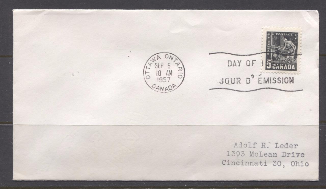 Canada #373 (SG#499) 5c Black 1957 Mining Congress Issue Addressed First Day Cover SUP-97 Brixton Chrome 