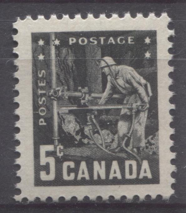 Canada #373 (SG#499) 5c Black Miner With Drill 1957 Mining Congress Issue VF 75/80 NH Brixton Chrome 
