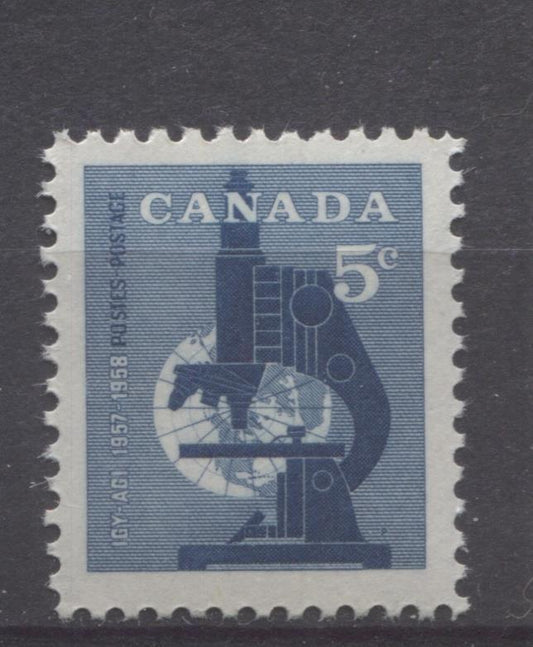 Canada #376 (SG#502) 5c Blue Microscope 1958 International Geophysical Year VF 75/80 NH Brixton Chrome 
