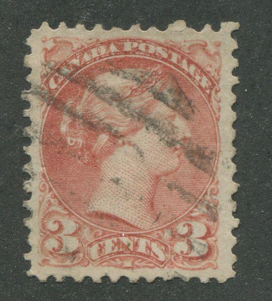 Canada #37b (SG#79) 3c Indian Red Small Queen First Ottawa Printing Vertical Wove - VF-78 Used Brixton Chrome 