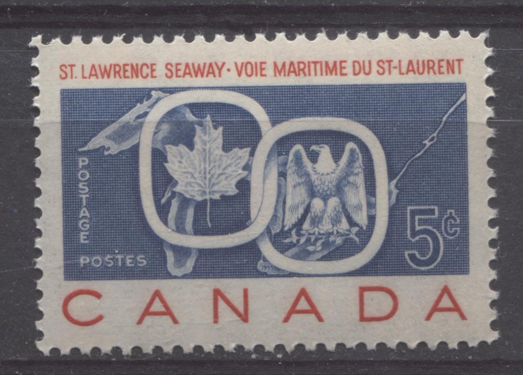 Canada #387 (SG#513) 5c Red And Blue 1959 St Lawrence SeawayIssue VF 75/80 NH Brixton Chrome 