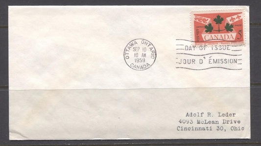 Canada #388 (SG#514) 1959 5c Plains of Abraham Issue Addressed First Day Cover VF-76 Brixton Chrome 