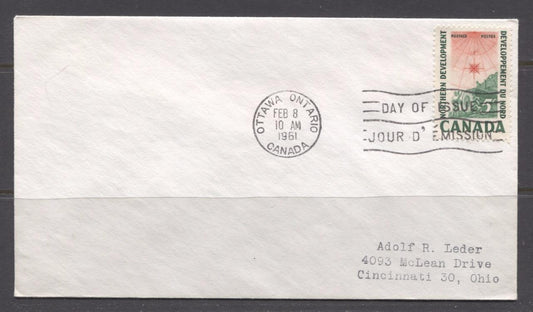 Canada #391 (SG#517) 1961 5c Northern Development Issue Addressed First Day Cover XF-91 Brixton Chrome 