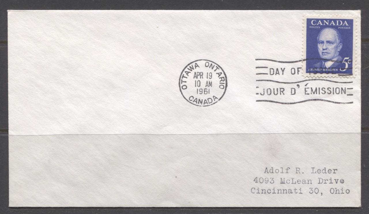 Canada #393 (SG#519) 1961 5c Arthur Meighen Issue Addressed First Day Cover XF-91 Brixton Chrome 