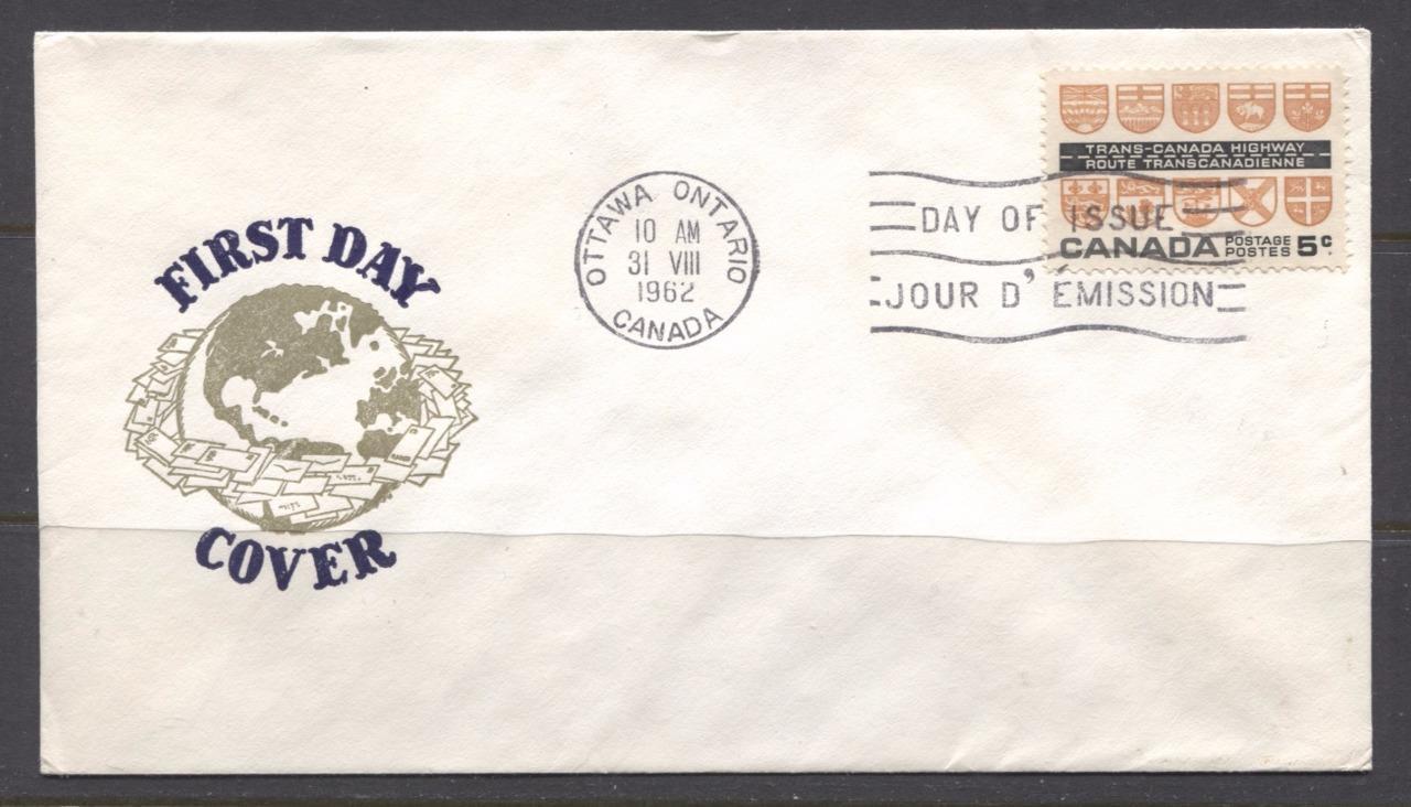 Canada #400 (SG#526) 1962 5c Trans-Canada Highway Issue Globe First Day Cover XF-85 Brixton Chrome 