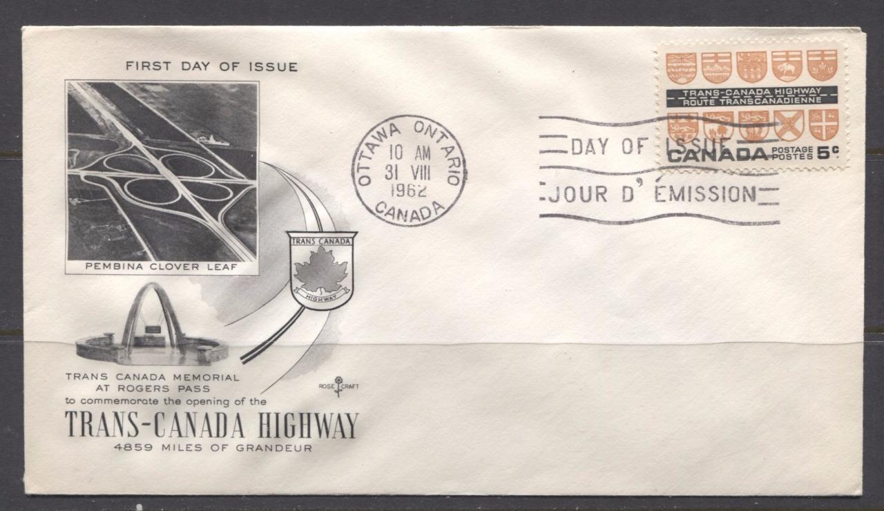 Canada #400 (SG#526) 1962 5c Trans-Canada Highway Issue Rose Craft First Day Cover VF-78 Brixton Chrome 