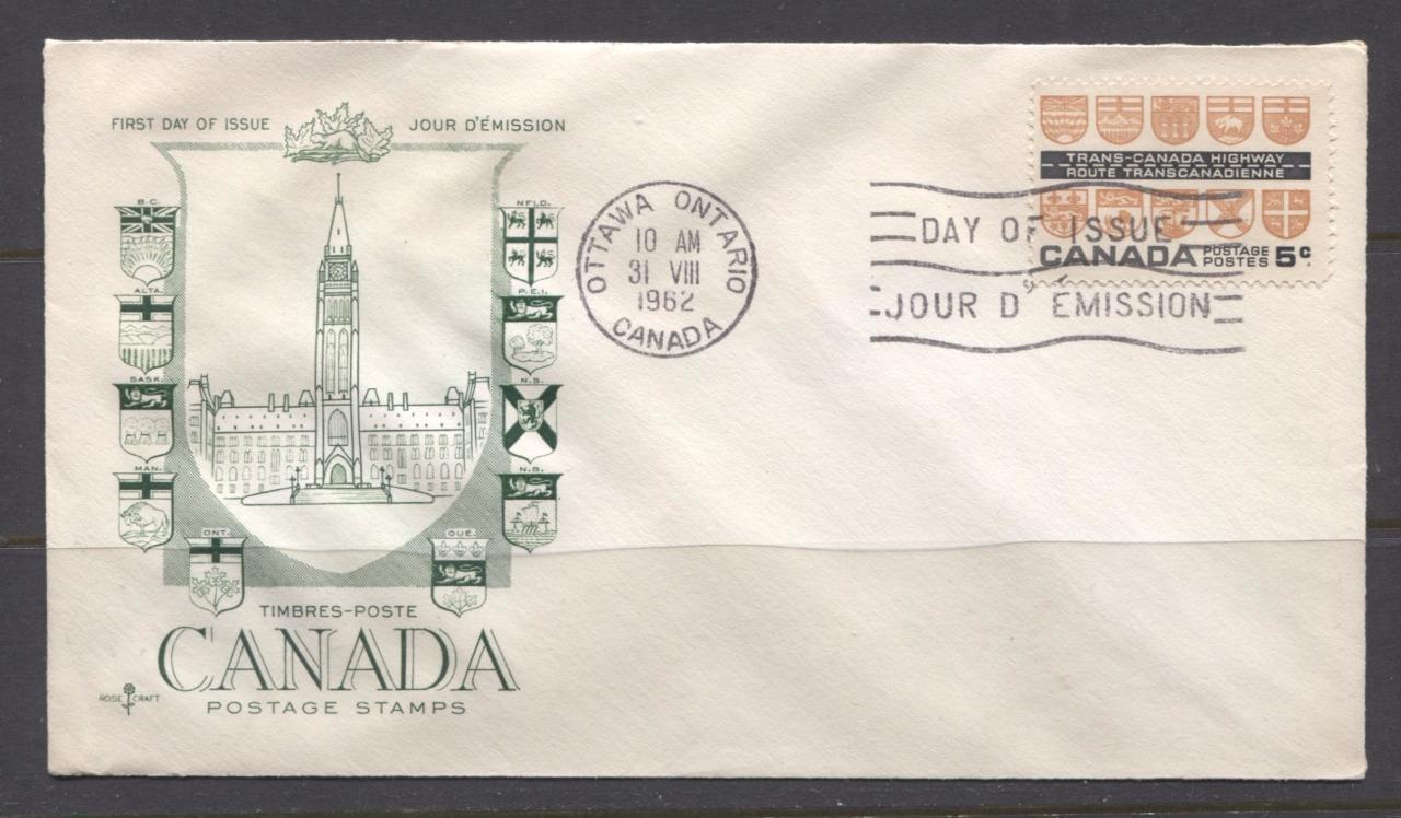 Canada #400 (SG#526) 1962 5c Trans-Canada Highway Issue Rose Craft First Day Cover VF-78 Brixton Chrome 