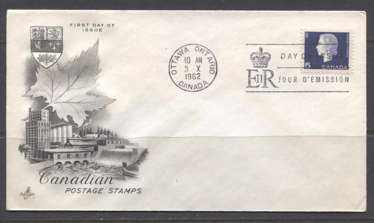 Canada #405 (SG#531) 1962 5c Cameo Issue Art Craft First Day Cover F-70 Brixton Chrome 