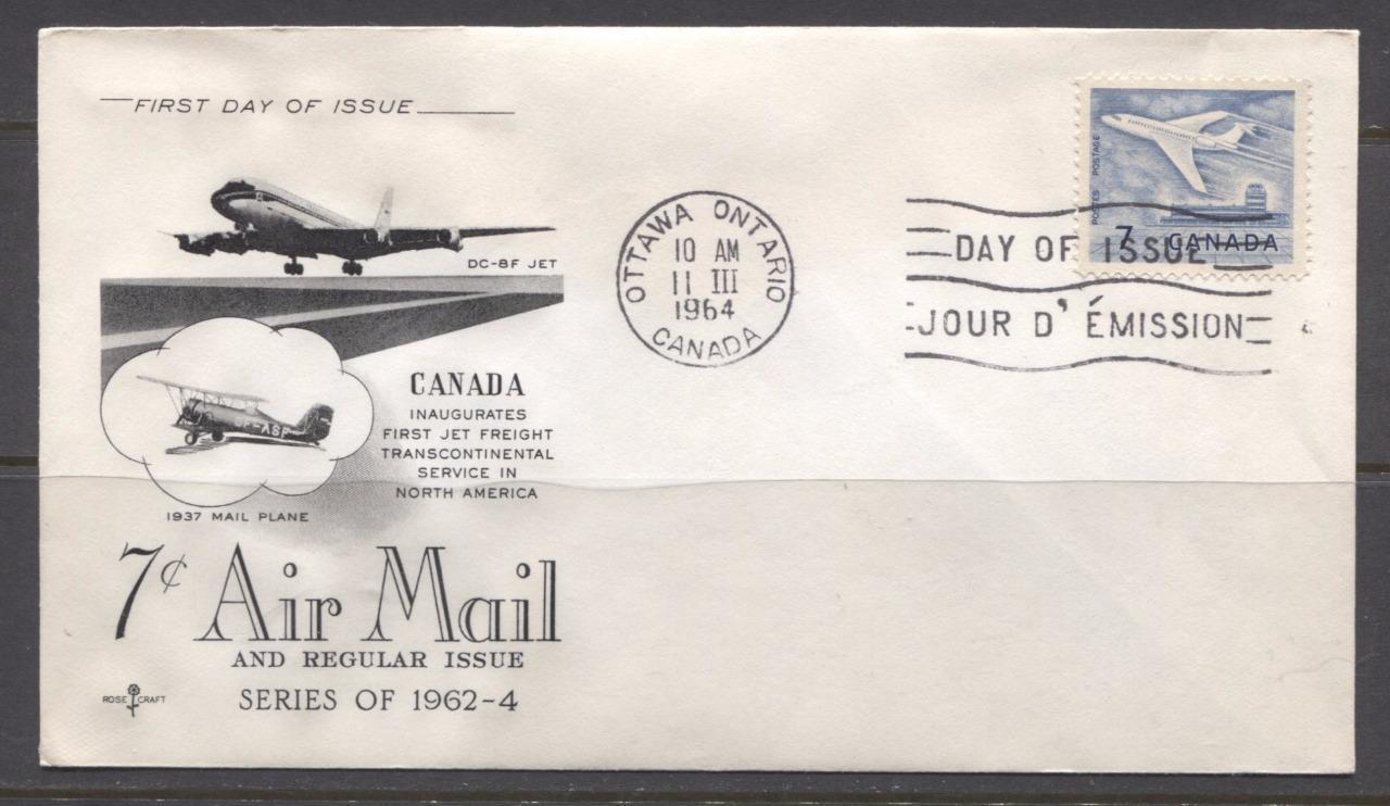 Canada #414 (SG#540) 1964 7c Cameo Issue Rose Craft First Day Cover XF-86 Brixton Chrome 