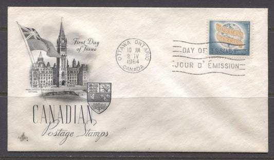 Canada #416 (SG#541) 5c 1964 World Peace Issue Art Craft First Day Cover F-72 Brixton Chrome 