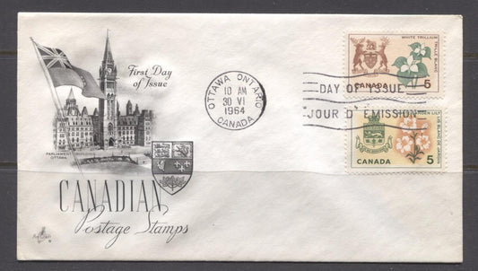 Canada #418-419 (SG#543-544) 5c 1964 Provincial Emblems Issue Art Craft First Day Cover XF-91 Brixton Chrome 