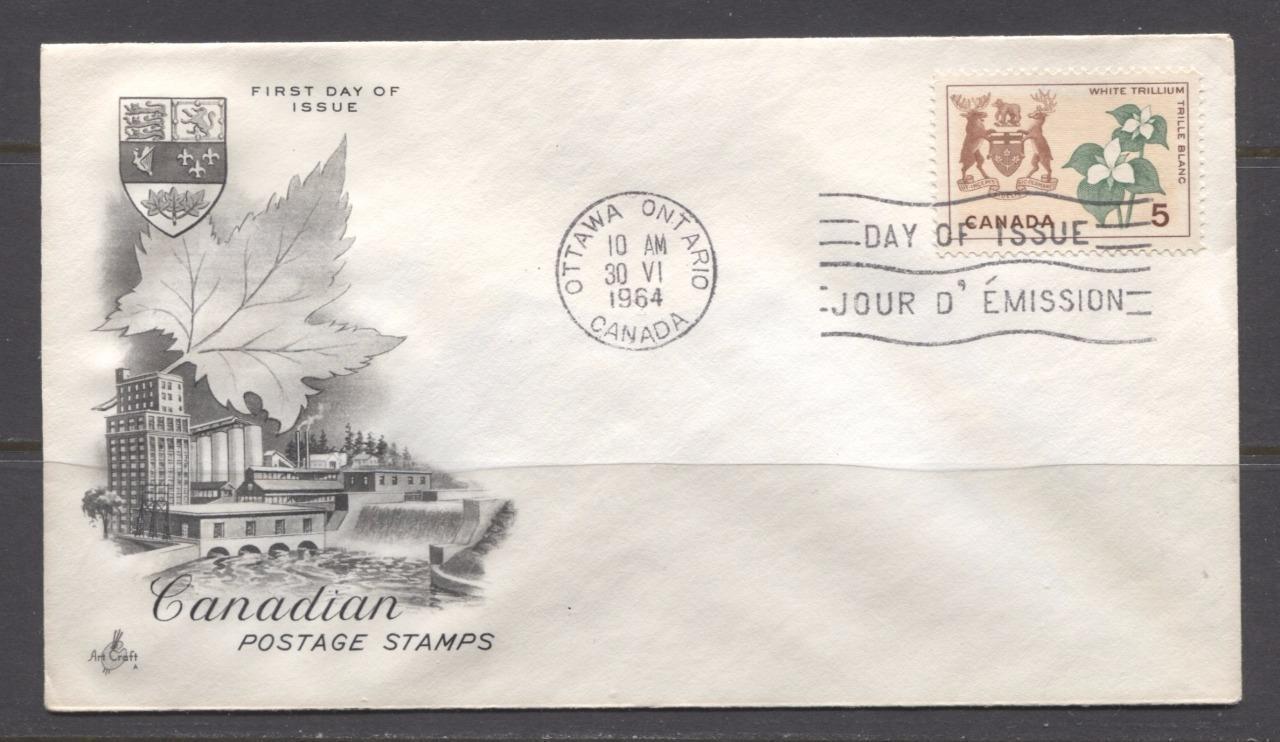Canada #418 (SG#543) 5c Ontario 1964-1966 Provincial Emblems Issue Art Craft First Day Cover VF-79 Brixton Chrome 