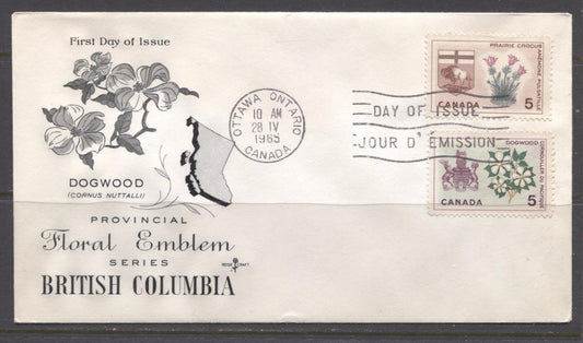 Canada #422-423 (SG#547-548) 5c British Columbia and Manitoba 1964-1966 Provincial Emblems Issue Rose Craft First Day Cover XF-86 Brixton Chrome 