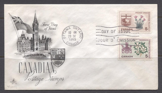 Canada #422i-423 (SG#547-548) 5c British Columbia and Manitoba 1964-1966 Provincial Emblems Issue Art Craft First Day Cover XF-91 Brixton Chrome 