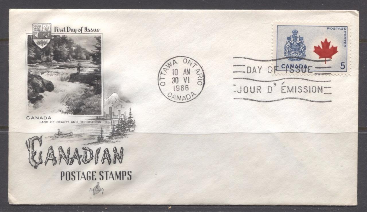 Canada #429Aii (SG#555) 5c Canadian Arms 1964-1966 Provincial Emblems Issue Art Craft First Day Cover XF-86 Brixton Chrome 