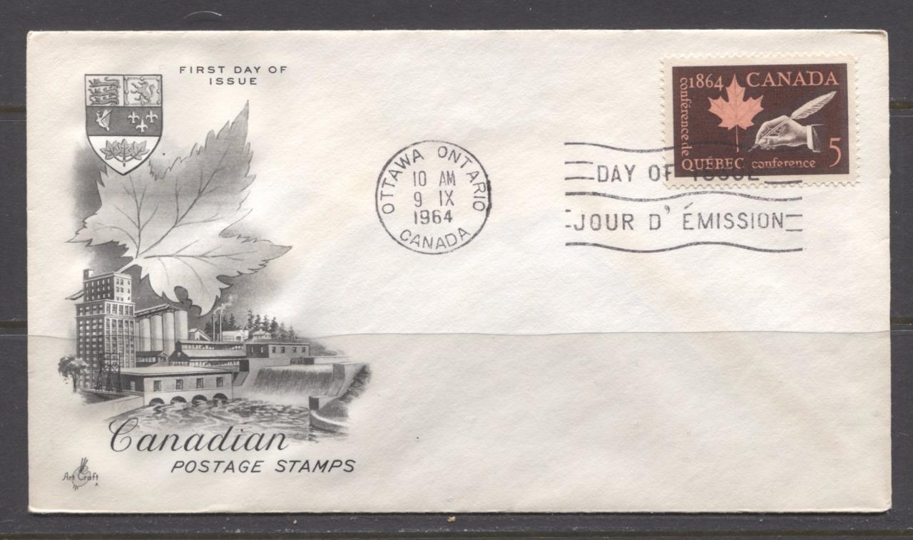 Canada #432 (SG#558) 1964 Quebec Conference Issue Art Craft First Day Cover VF-84 Brixton Chrome 