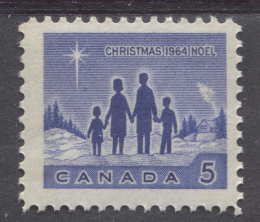 Canada #435piii (SG#561p) 5c Blue Star Of Bethlehem 1964 Christmas Issue LF-fl Paper F-70 NH Brixton Chrome 