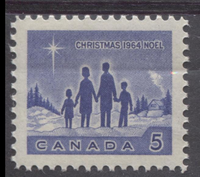 Canada #435piii (SG#561p) 5c Blue Star Of Bethlehem 1964 Christmas Issue LF-fl Paper VF 84 NH Brixton Chrome 
