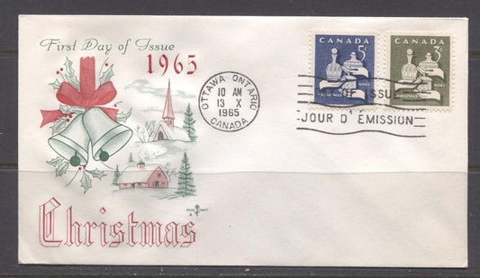 Canada #443-444 (SG#568-569) 3c & 5c 1965 Christmas Issue Rose Craft First Day Cover XF-91 Brixton Chrome 