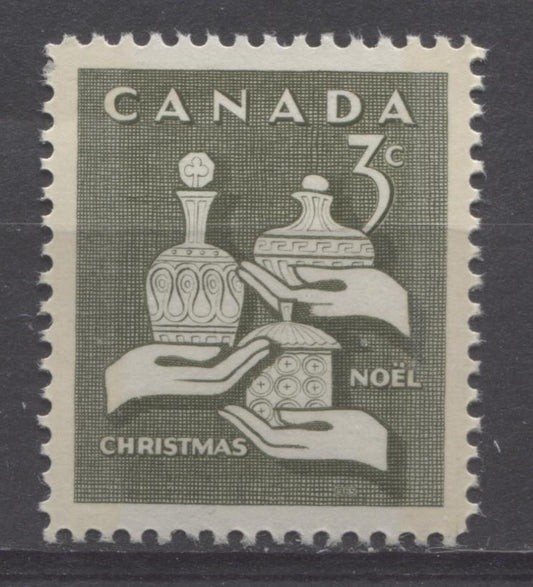 Canada #443 (SG#568) 3c Olive Gifts From Wise Men 1965 Christmas Issue DF Paper VF 75/80 NH Brixton Chrome 