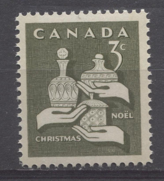 Canada #443qs (SG#568p) 3c Olive Gifts From Wise Men 1965 Christmas Issue Single From Miniature Pane W2B DF Paper VF 75/80 NH Brixton Chrome 