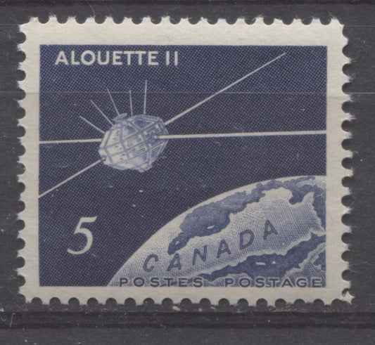 Canada #445 (SG#570) 5c Dark Violet Blue 1966 Alouette II Issue NF Paper VF 75/80 NH Brixton Chrome 