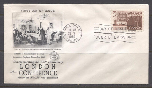 Canada #448 (SG#573) 1966 London Conference Issue Rose Craft First Day Cover XF-86 Brixton Chrome 