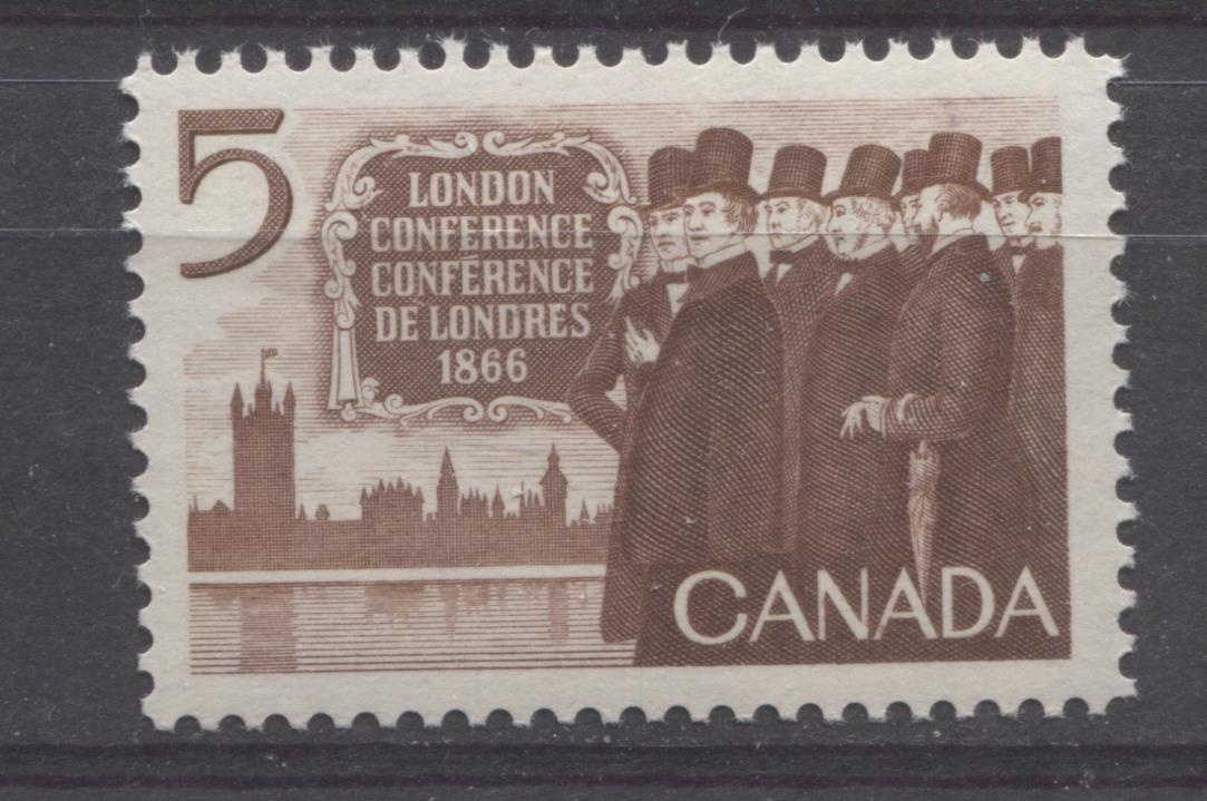 Canada #448 (SG#573) 5c Brown 1966 London Conference Issue DF/DF-fl, LD, S Paper VF 84 NH Brixton Chrome 