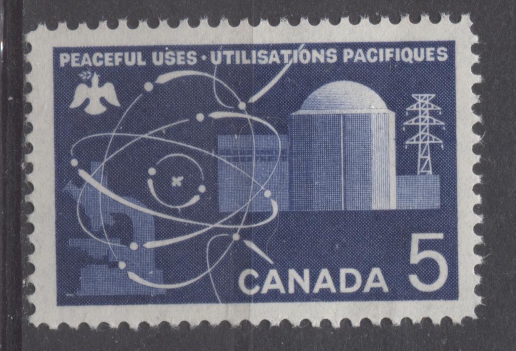 Canada #449 (SG#574) 5c Deep Ultramarine 1966 Atomic Research Issue DF Paper VF 75/80 NH Brixton Chrome 