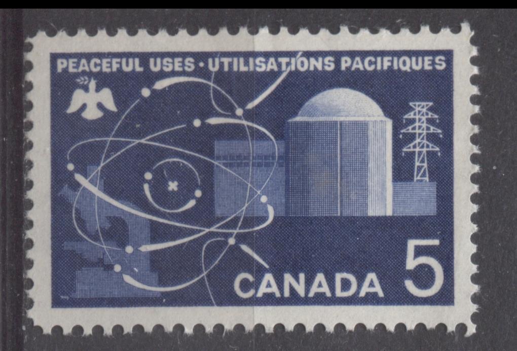 Canada #449 (SG#574) 5c Deep Ultramarine 1966 Atomic Research Issue DF Paper VF 84 NH Brixton Chrome 