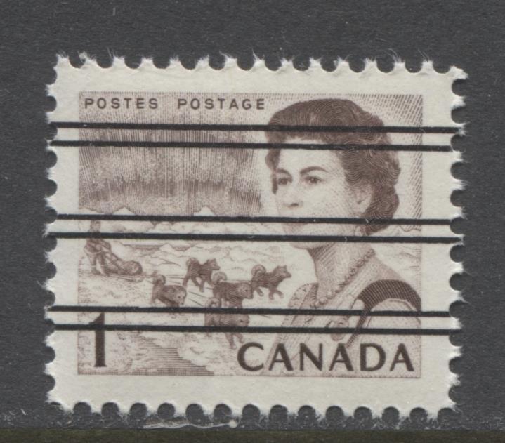 Canada #454xx (SG#579) 1c Violet Brown Centennial DF-fl Paper Smooth Dextrine Gum Precancel VF-84 NH Brixton Chrome 
